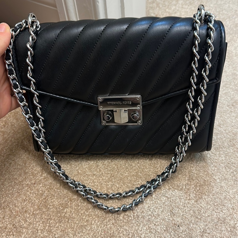 Michael kors black and silver crossbody